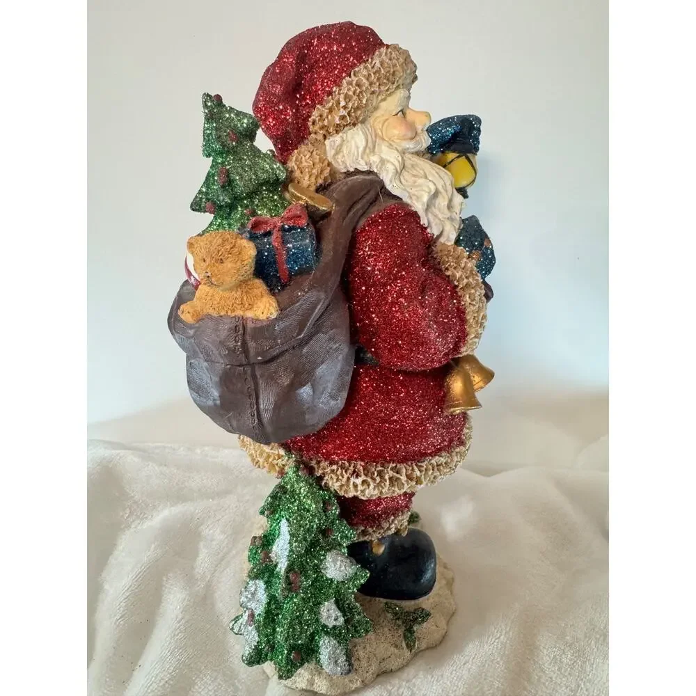Vintage Young’s Inc. Santa Figurine Colorful Glitter-Lovers Christmas Statue Y2K